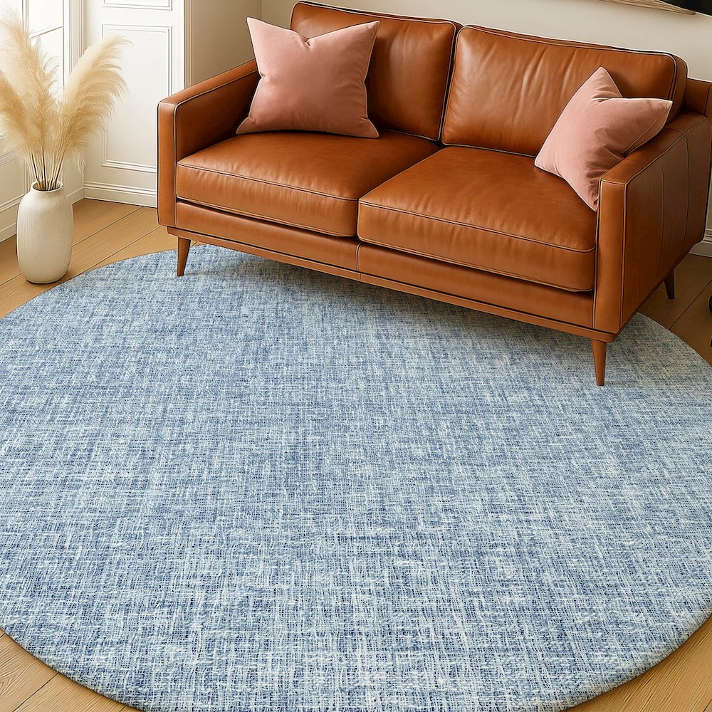 Luxury Washable Voyage VY1 Blue 8' x 8' Rug. Picture 5