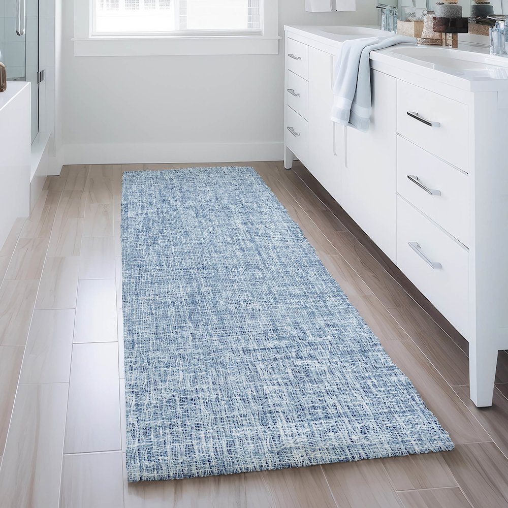 Luxury Washable Voyage VY1 Blue 2'3" x 7'6" Runner Rug. Picture 5