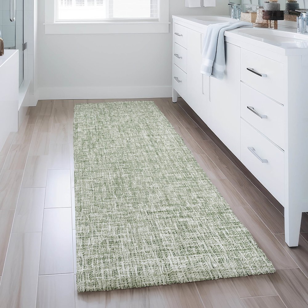 Luxury Washable Voyage VY1 Green 2'3" x 7'6" Runner Rug. Picture 5