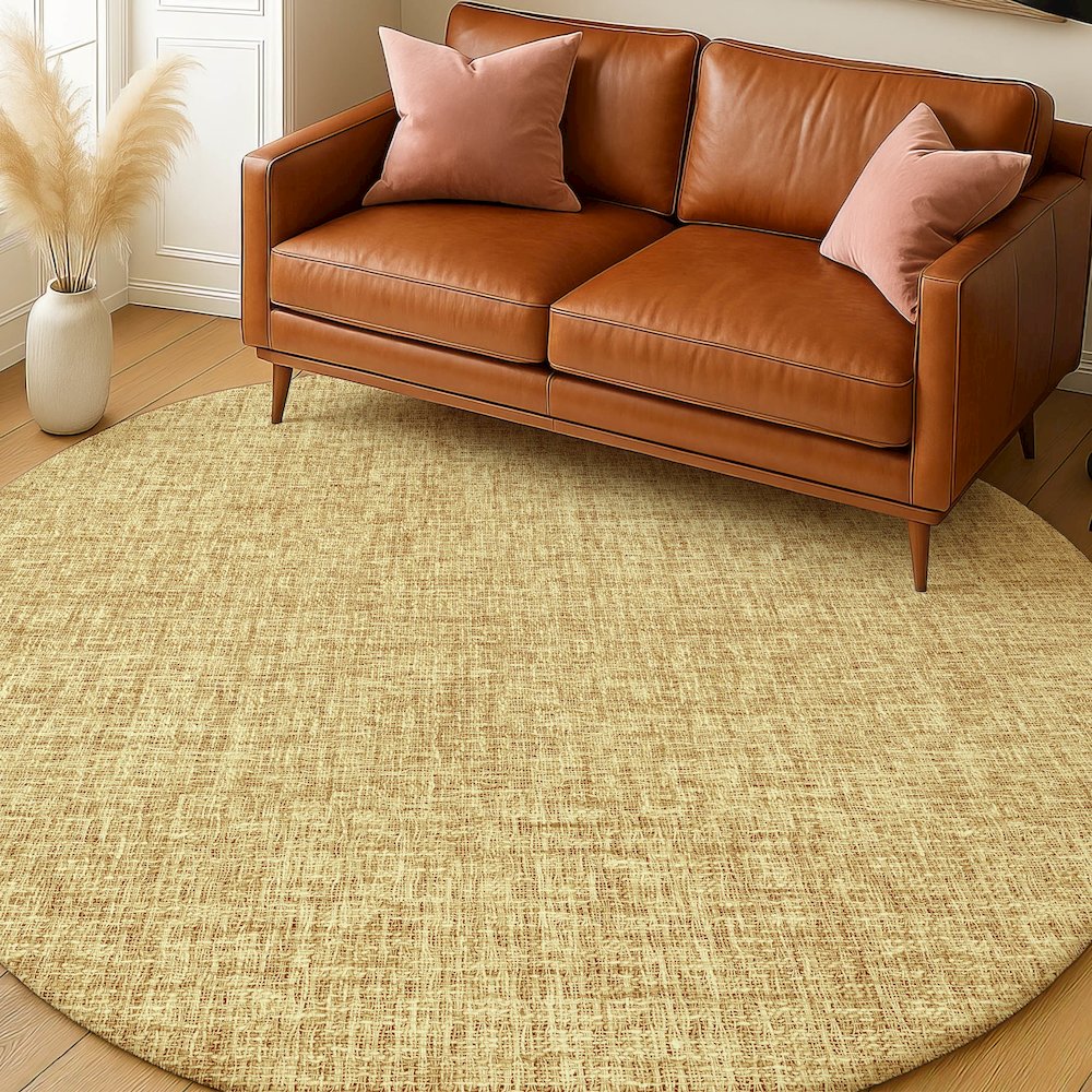 Luxury Washable Voyage VY1 Gold 8' x 8' Rug. Picture 5