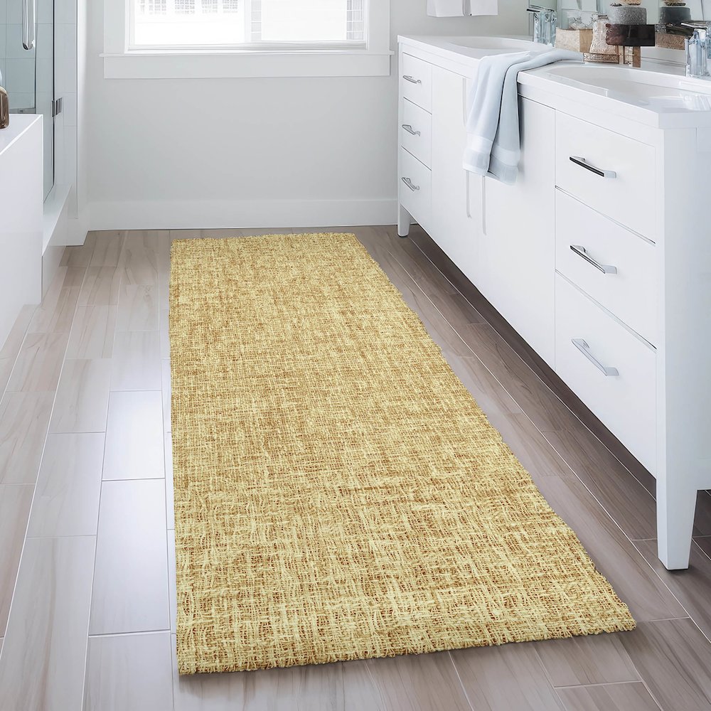 Luxury Washable Voyage VY1 Gold 2'3" x 7'6" Runner Rug. Picture 5