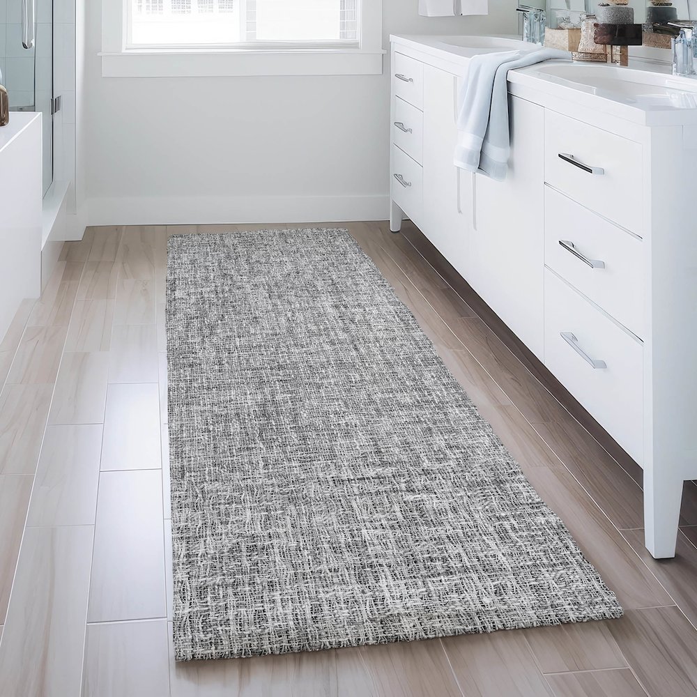 Luxury Washable Voyage VY1 Gray 2'3" x 7'6" Runner Rug. Picture 5