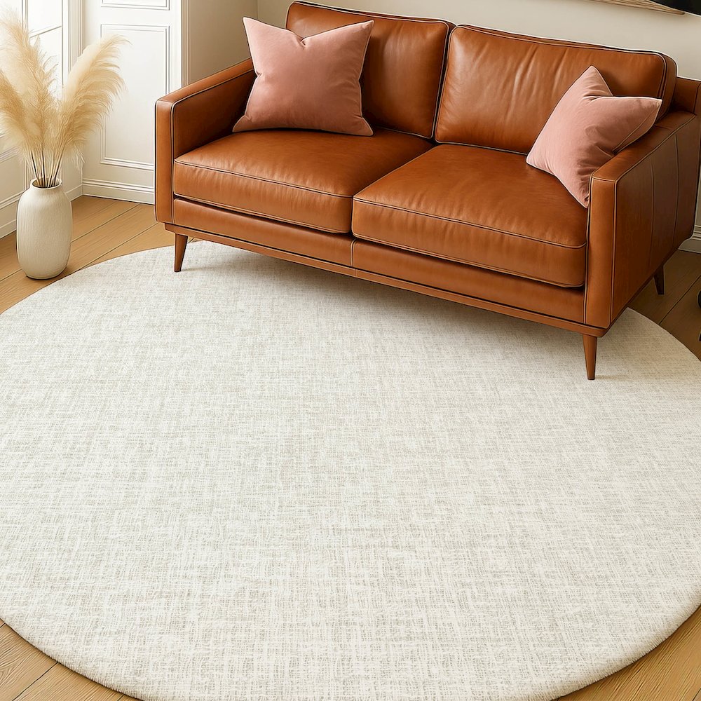 Luxury Washable Voyage VY1 Ivory 8' x 8' Rug. Picture 5