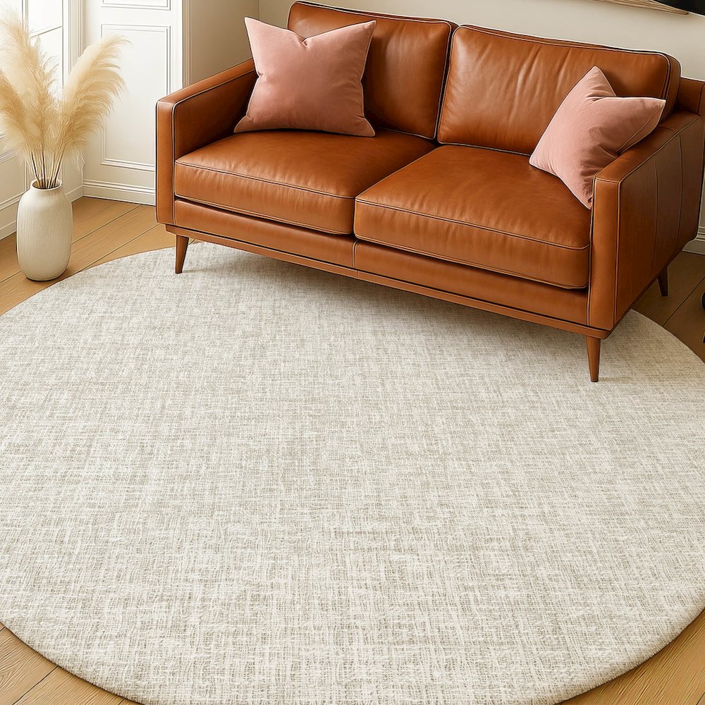Luxury Washable Voyage VY1 Ivory 8' x 8' Rug. Picture 5
