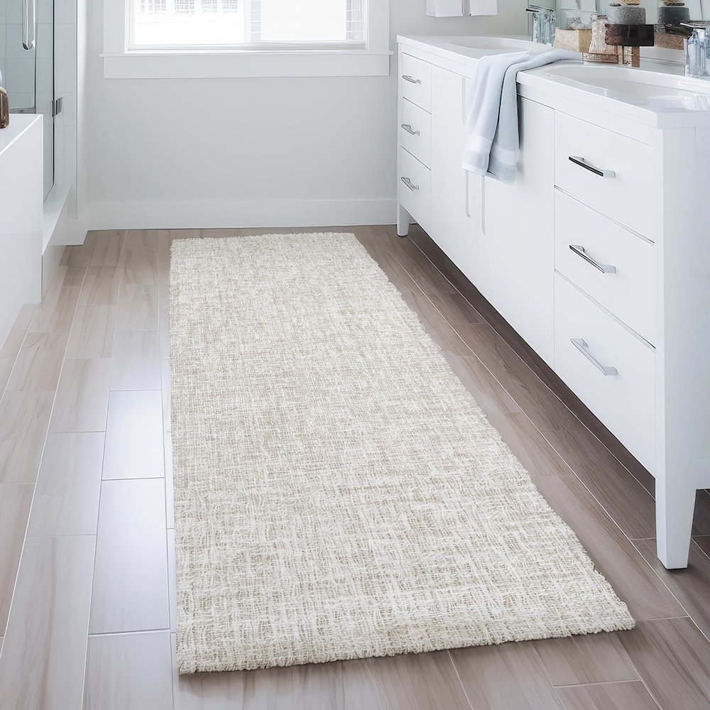 Luxury Washable Voyage VY1 Ivory 2'3" x 7'6" Runner Rug. Picture 5
