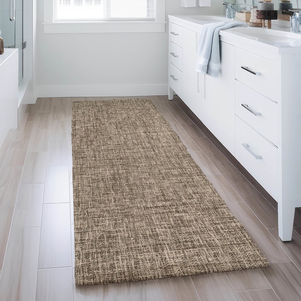 Luxury Washable Voyage VY1 Brown 2'3" x 7'6" Runner Rug. Picture 5
