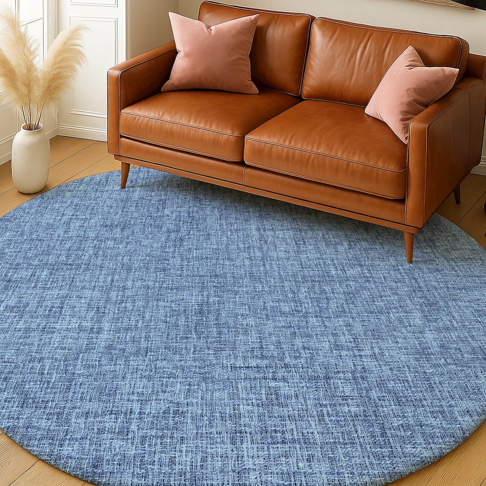 Luxury Washable Voyage VY1 Blue 8' x 8' Rug. Picture 5