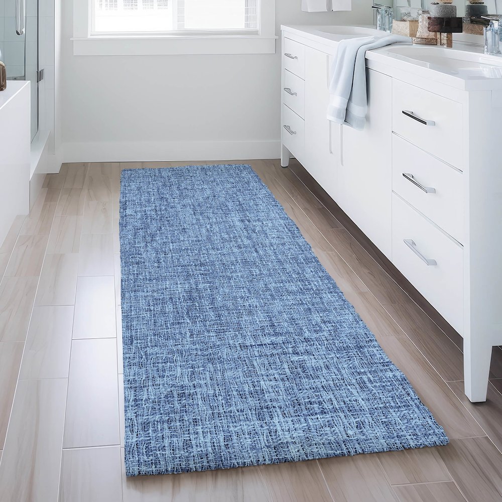 Luxury Washable Voyage VY1 Blue 2'3" x 7'6" Runner Rug. Picture 5