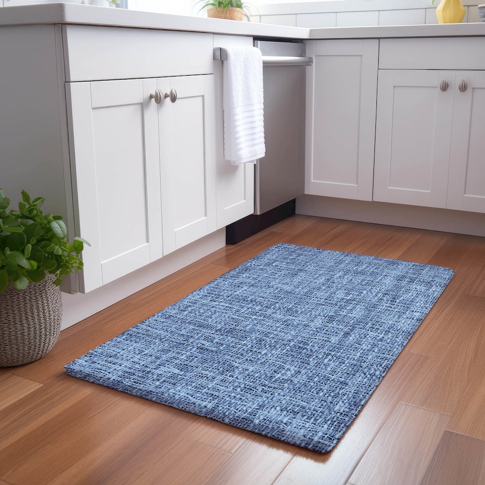 Luxury Washable Voyage VY1 Blue 1'8" x 2'6" Rug. Picture 5