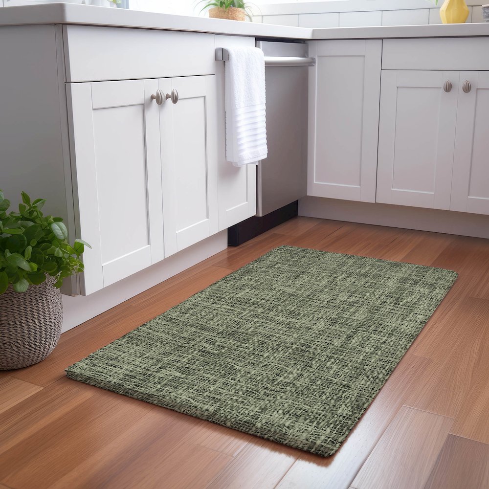 Luxury Washable Voyage VY1 Green 1'8" x 2'6" Rug. Picture 5