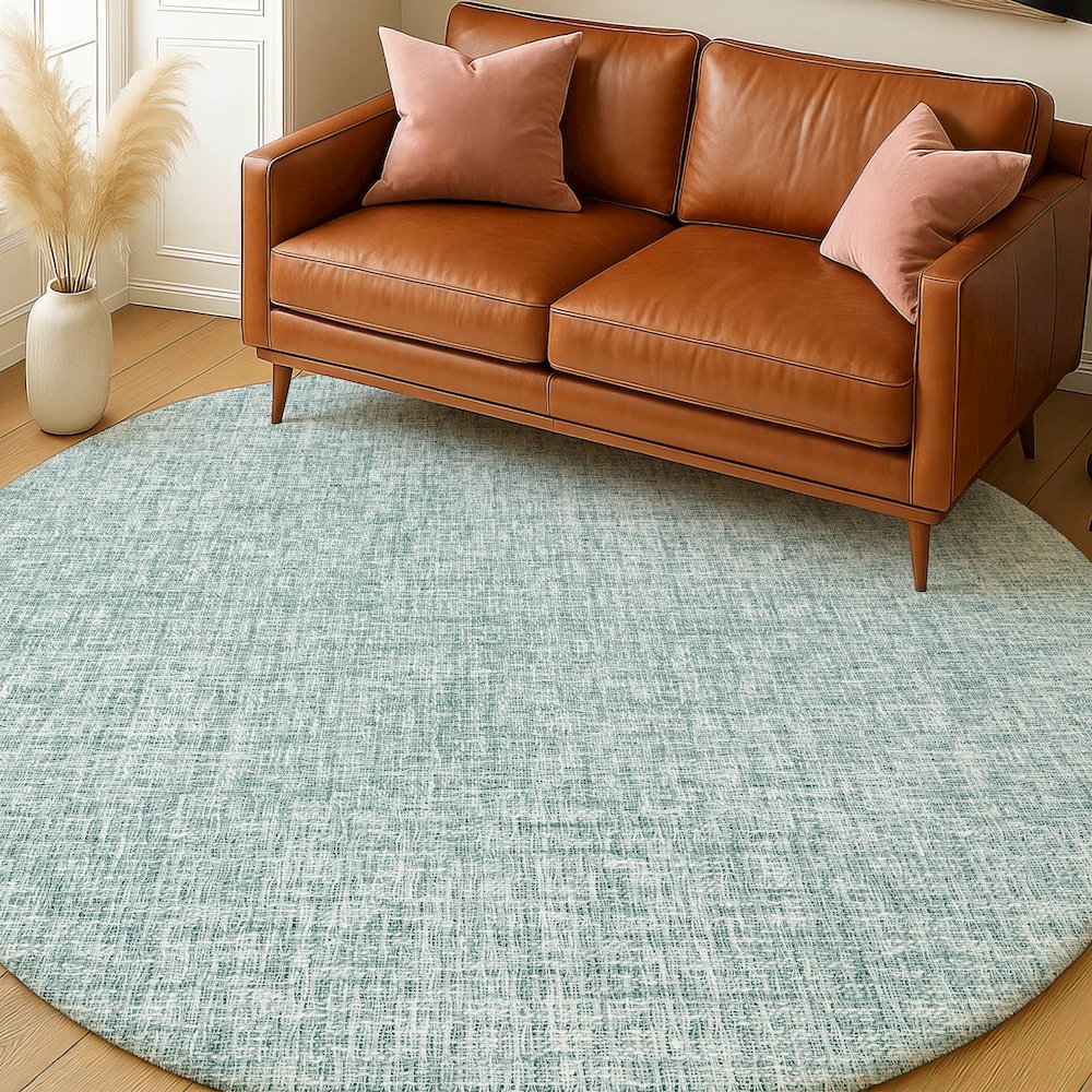 Luxury Washable Voyage VY1 Blue 8' x 8' Rug. Picture 5