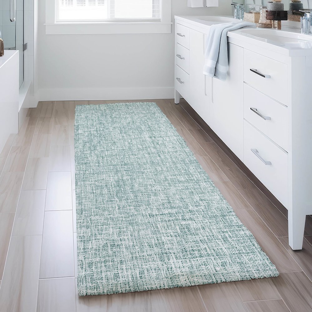 Luxury Washable Voyage VY1 Blue 2'3" x 7'6" Runner Rug. Picture 5