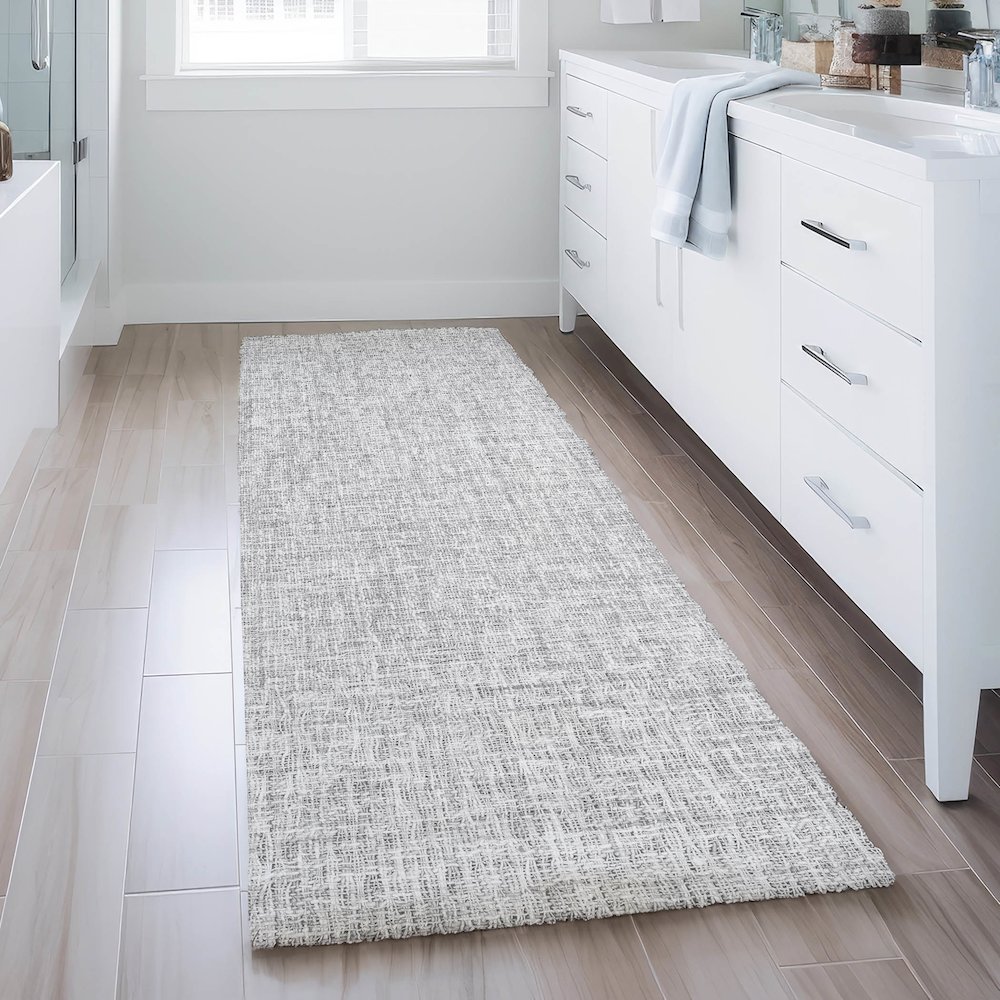 Luxury Washable Voyage VY1 Gray 2'3" x 7'6" Runner Rug. Picture 5