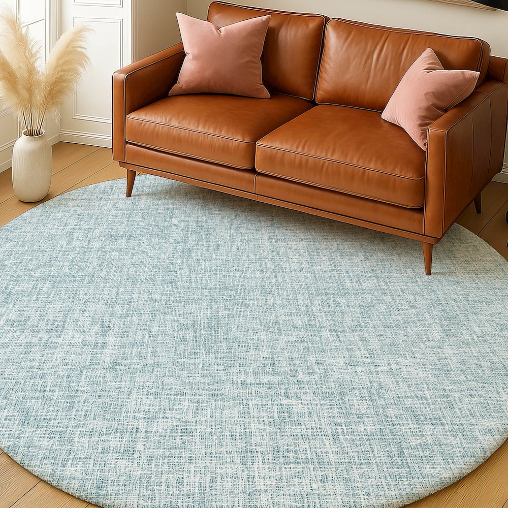 Luxury Washable Voyage VY1 Blue 8' x 8' Rug. Picture 5
