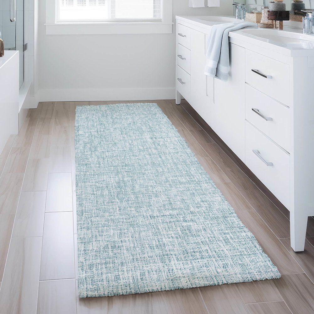 Luxury Washable Voyage VY1 Blue 2'3" x 7'6" Runner Rug. Picture 5
