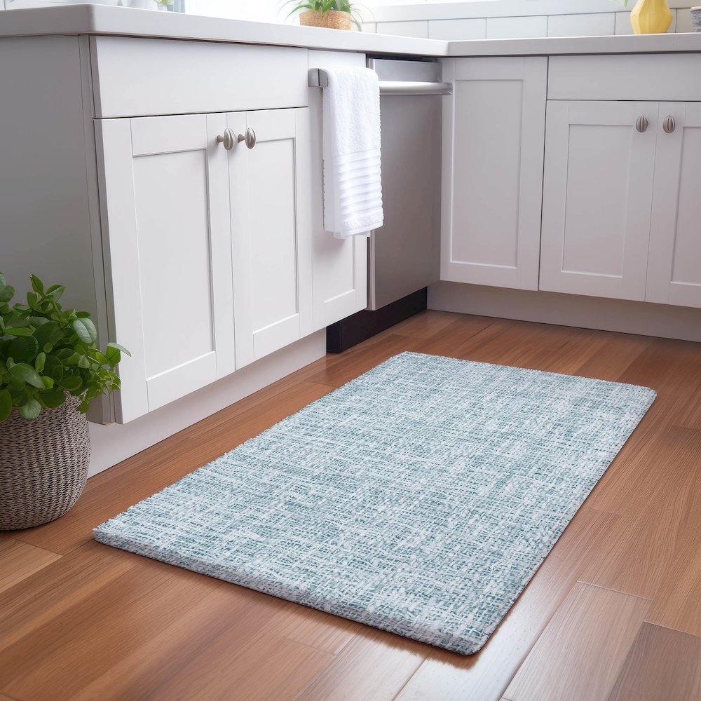 Luxury Washable Voyage VY1 Blue 1'8" x 2'6" Rug. Picture 5