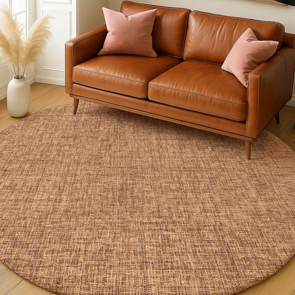 Luxury Washable Voyage VY1 Orange 8' x 8' Rug. Picture 5