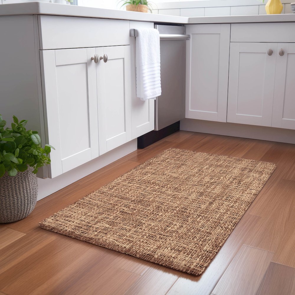 Luxury Washable Voyage VY1 Orange 1'8" x 2'6" Rug. Picture 5