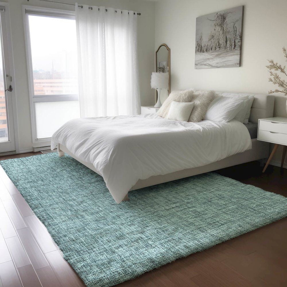 Luxury Washable Voyage VY1 Teal 2'6" x 3'10" Rug. Picture 5