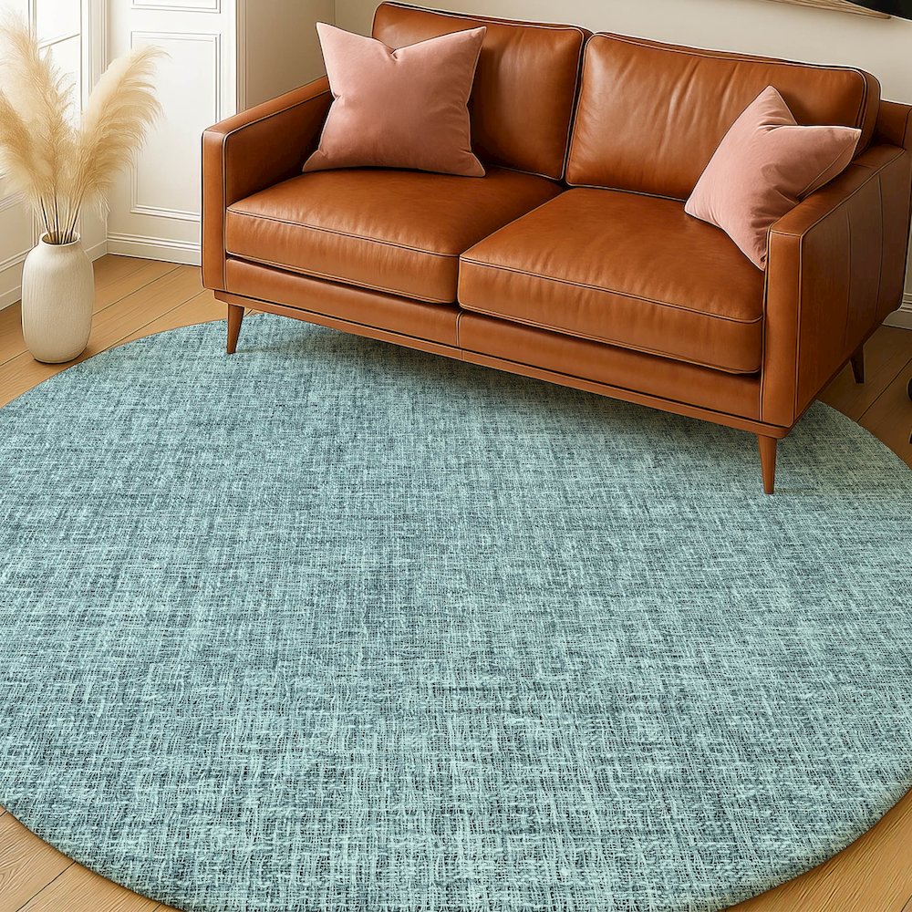 Luxury Washable Voyage VY1 Teal 8' x 8' Rug. Picture 5