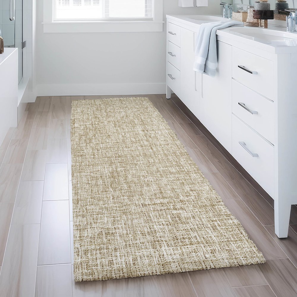 Luxury Washable Voyage VY1 Gold 2'3" x 7'6" Runner Rug. Picture 5