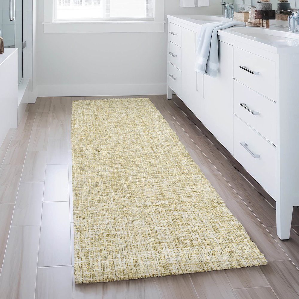 Luxury Washable Voyage VY1 Gold 2'3" x 7'6" Runner Rug. Picture 5