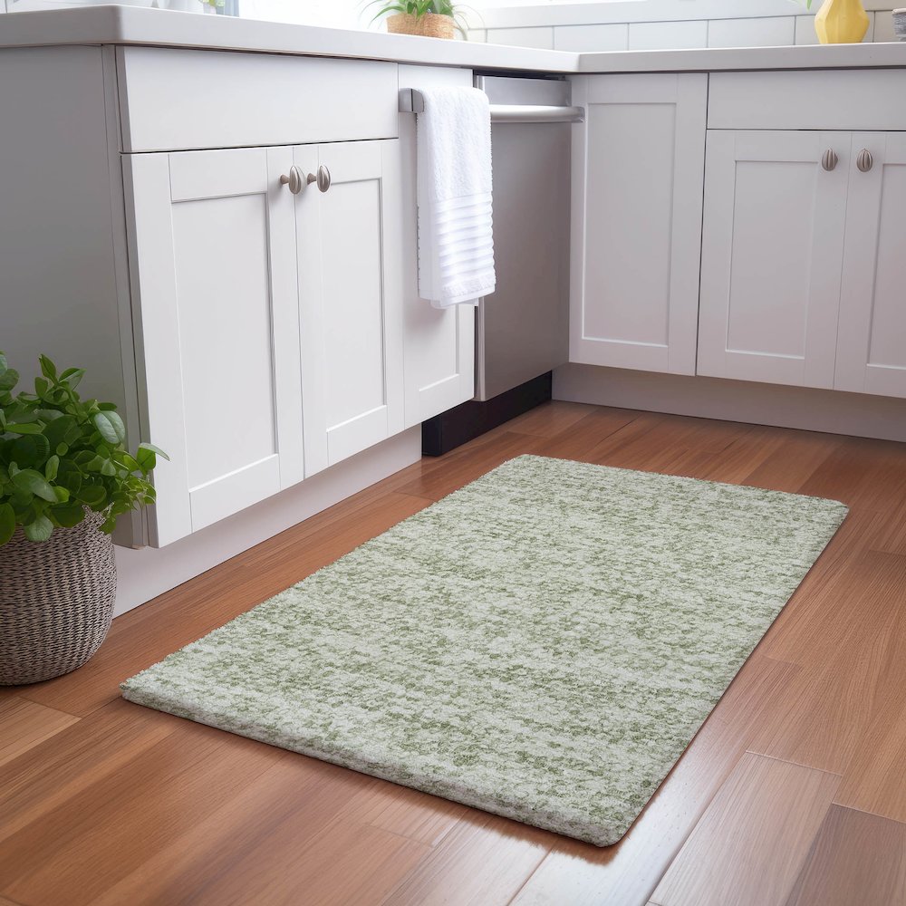 Luxury Washable Voyage VY2 Green 1'8" x 2'6" Rug. Picture 5