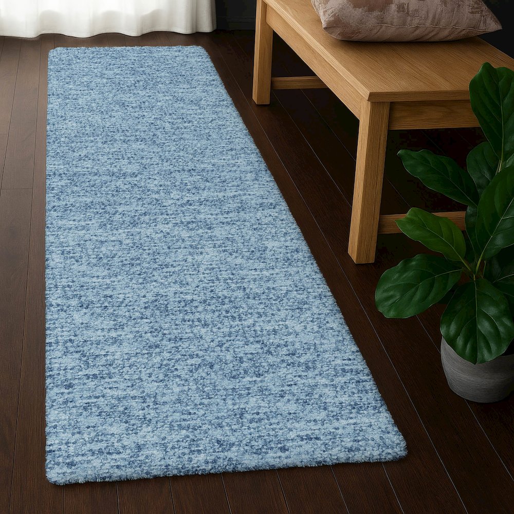 Luxury Washable Voyage VY2 Blue 2'3" x 7'6" Runner Rug. Picture 5