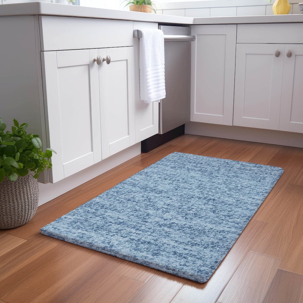 Luxury Washable Voyage VY2 Blue 1'8" x 2'6" Rug. Picture 5
