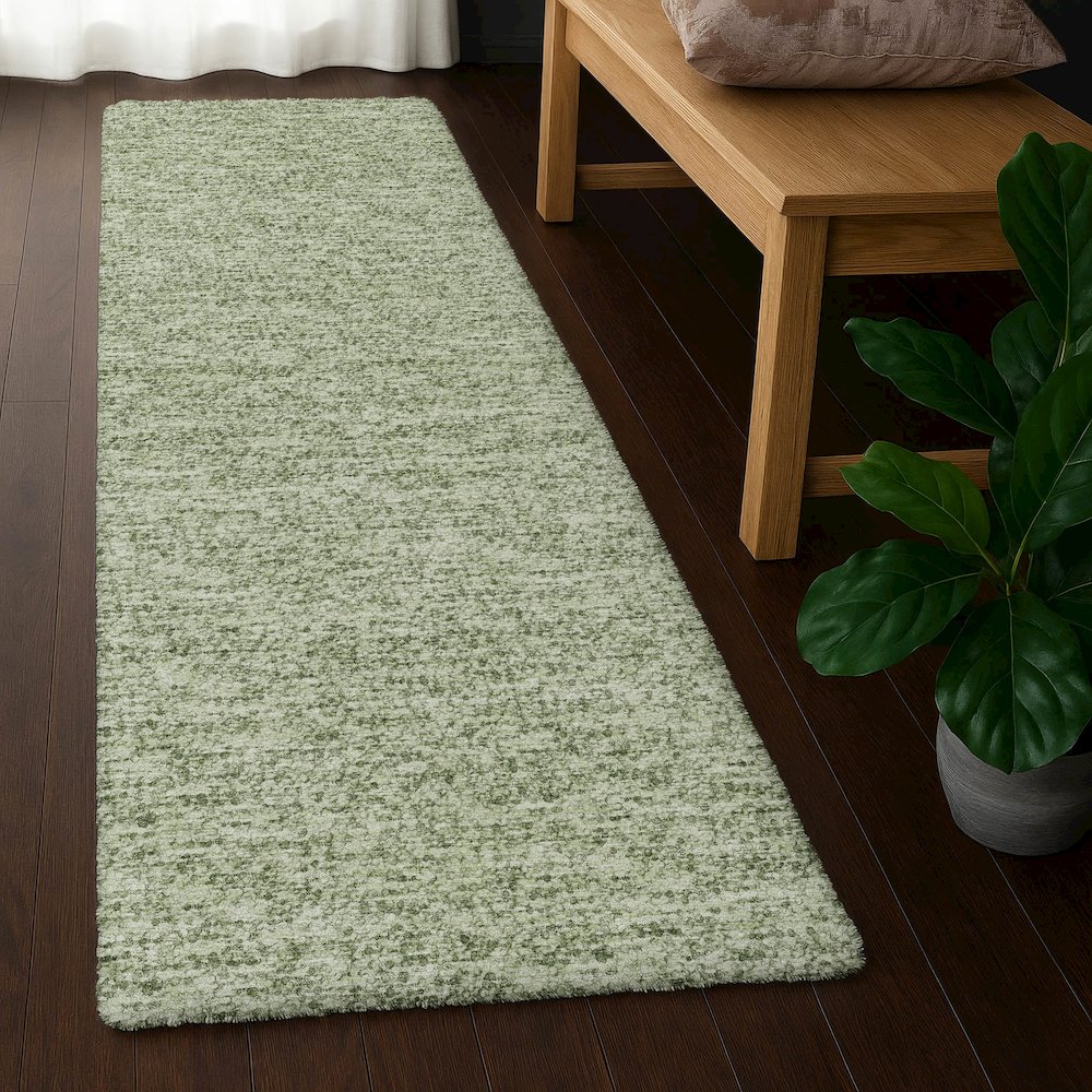 Luxury Washable Voyage VY2 Green 2'3" x 7'6" Runner Rug. Picture 5