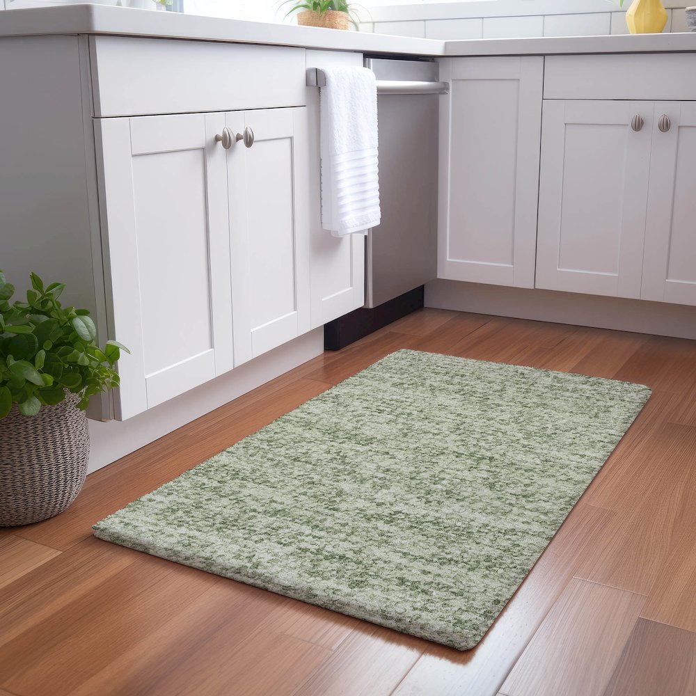 Luxury Washable Voyage VY2 Green 1'8" x 2'6" Rug. Picture 5