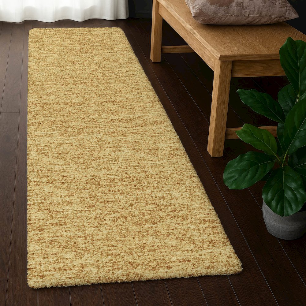 Luxury Washable Voyage VY2 Gold 2'3" x 7'6" Runner Rug. Picture 5