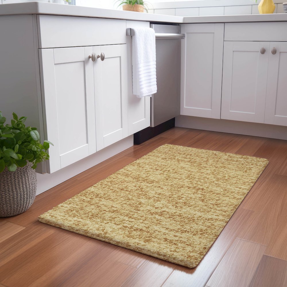 Luxury Washable Voyage VY2 Gold 1'8" x 2'6" Rug. Picture 5