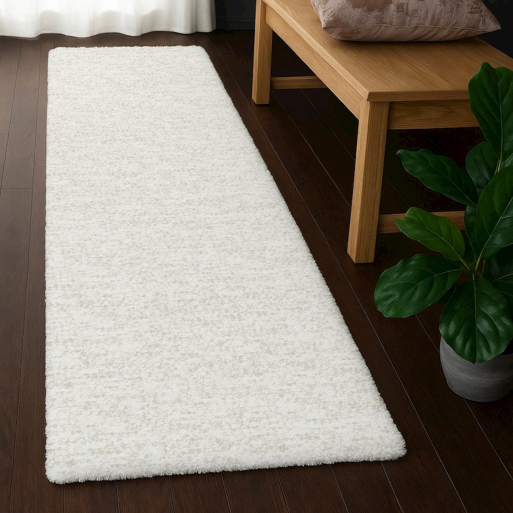 Luxury Washable Voyage VY2 Ivory 2'3" x 7'6" Runner Rug. Picture 5
