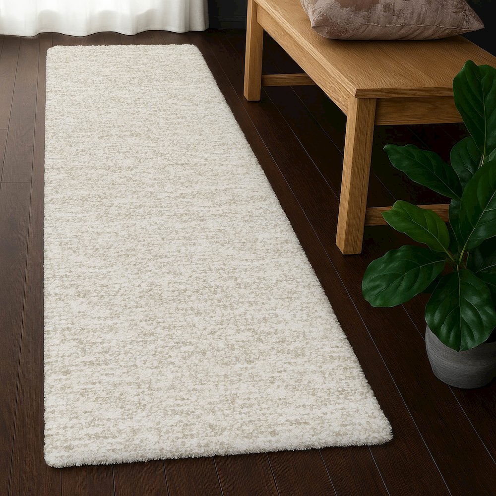 Luxury Washable Voyage VY2 Ivory 2'3" x 7'6" Runner Rug. Picture 5