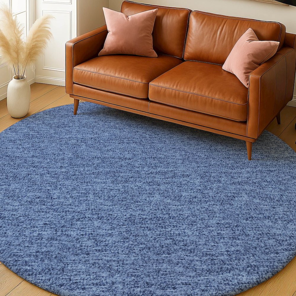 Luxury Washable Voyage VY2 Blue 8' x 8' Rug. Picture 5