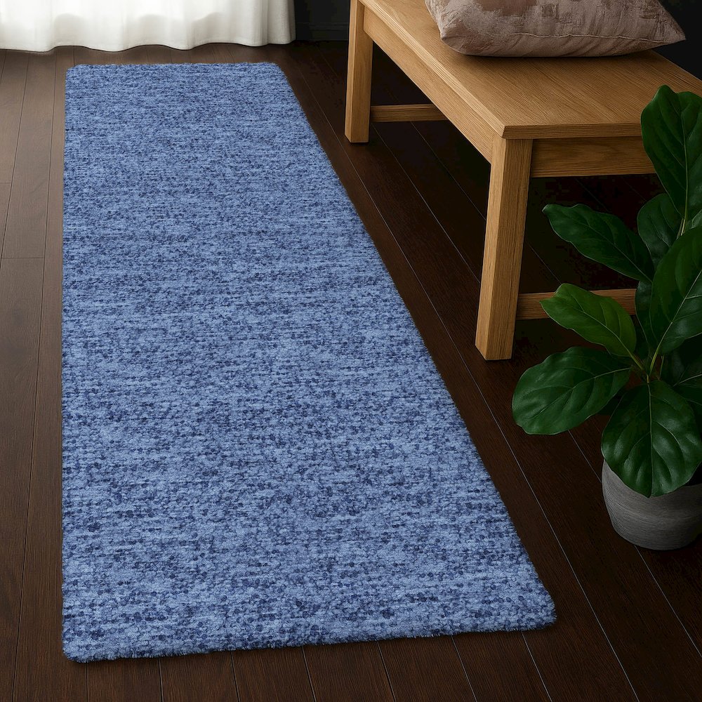Luxury Washable Voyage VY2 Blue 2'3" x 7'6" Runner Rug. Picture 5