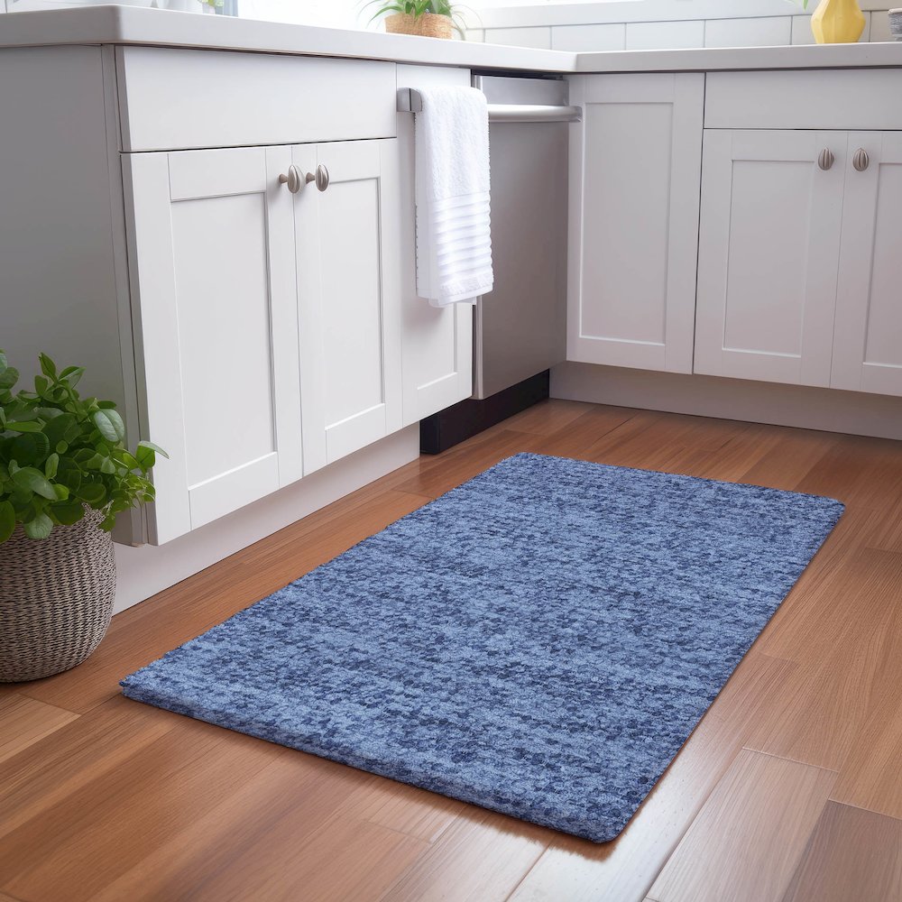 Luxury Washable Voyage VY2 Blue 1'8" x 2'6" Rug. Picture 5