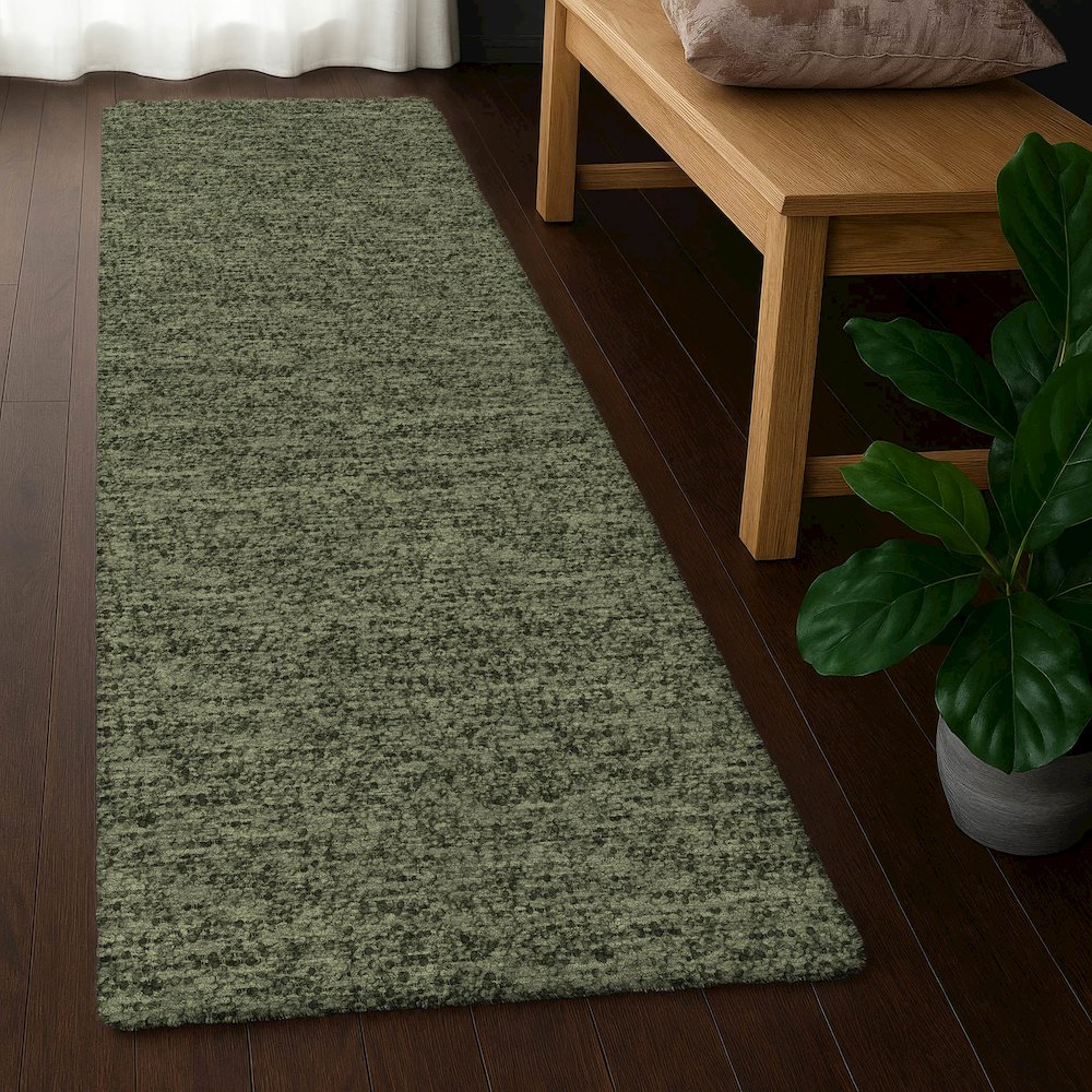 Luxury Washable Voyage VY2 Green 2'3" x 7'6" Runner Rug. Picture 5