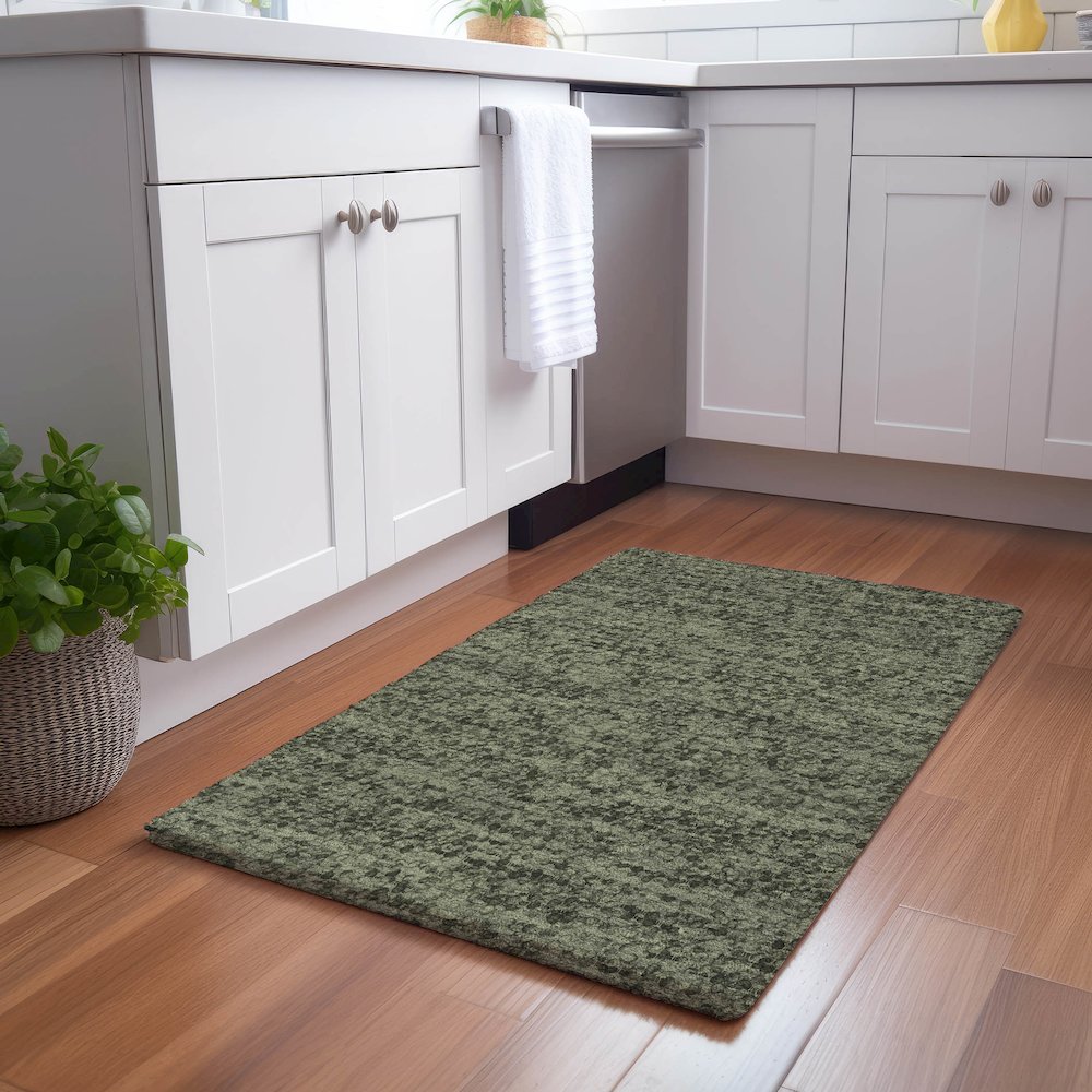 Luxury Washable Voyage VY2 Green 1'8" x 2'6" Rug. Picture 5