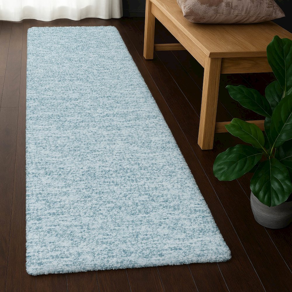 Luxury Washable Voyage VY2 Blue 2'3" x 7'6" Runner Rug. Picture 5