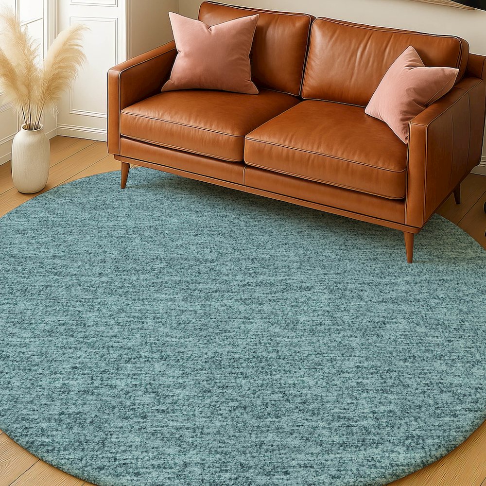 Luxury Washable Voyage VY2 Teal 8' x 8' Rug. Picture 5