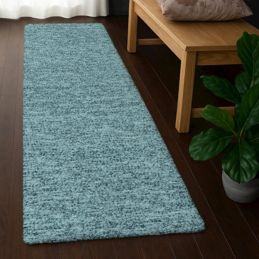 Luxury Washable Voyage VY2 Teal 2'3" x 7'6" Runner Rug. Picture 5