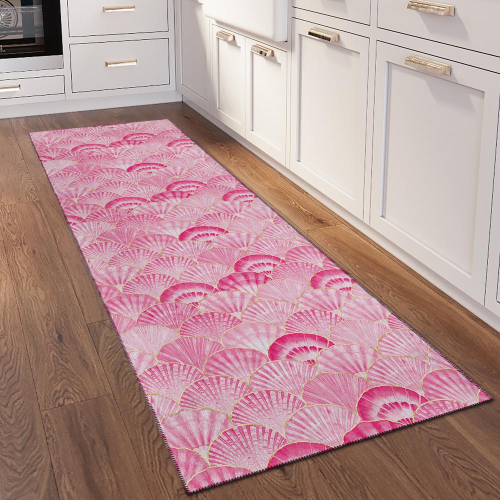 Indoor/Outdoor Surfside ASR32 Pink Washable 2'3" x 7'6" Runner Rug. Picture 2