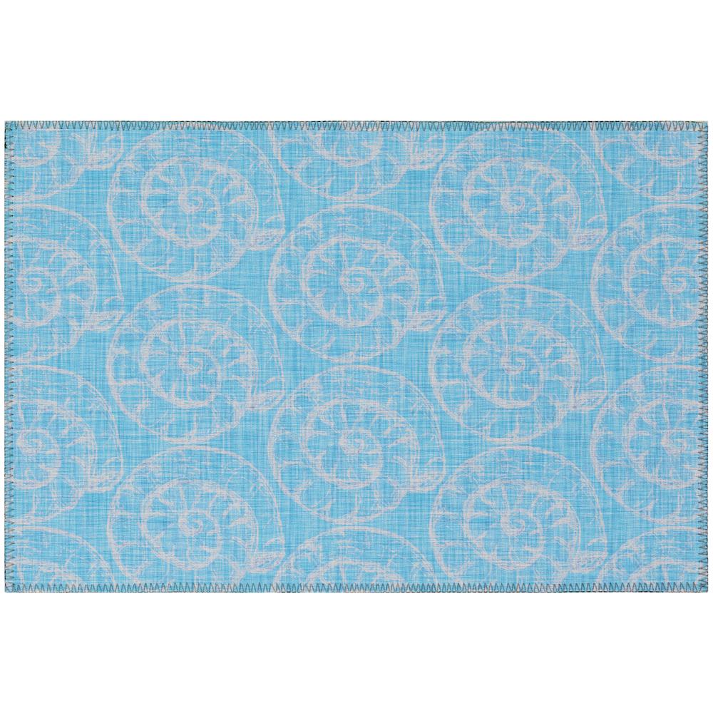 Indoor/Outdoor Surfside ASR41 Aqua Washable 1'8" x 2'6" Rug. Picture 1