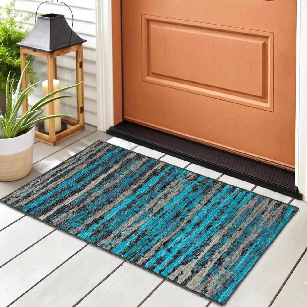 Brisbane BR4 Teal 1'8" x 2'6" Rug. Picture 2