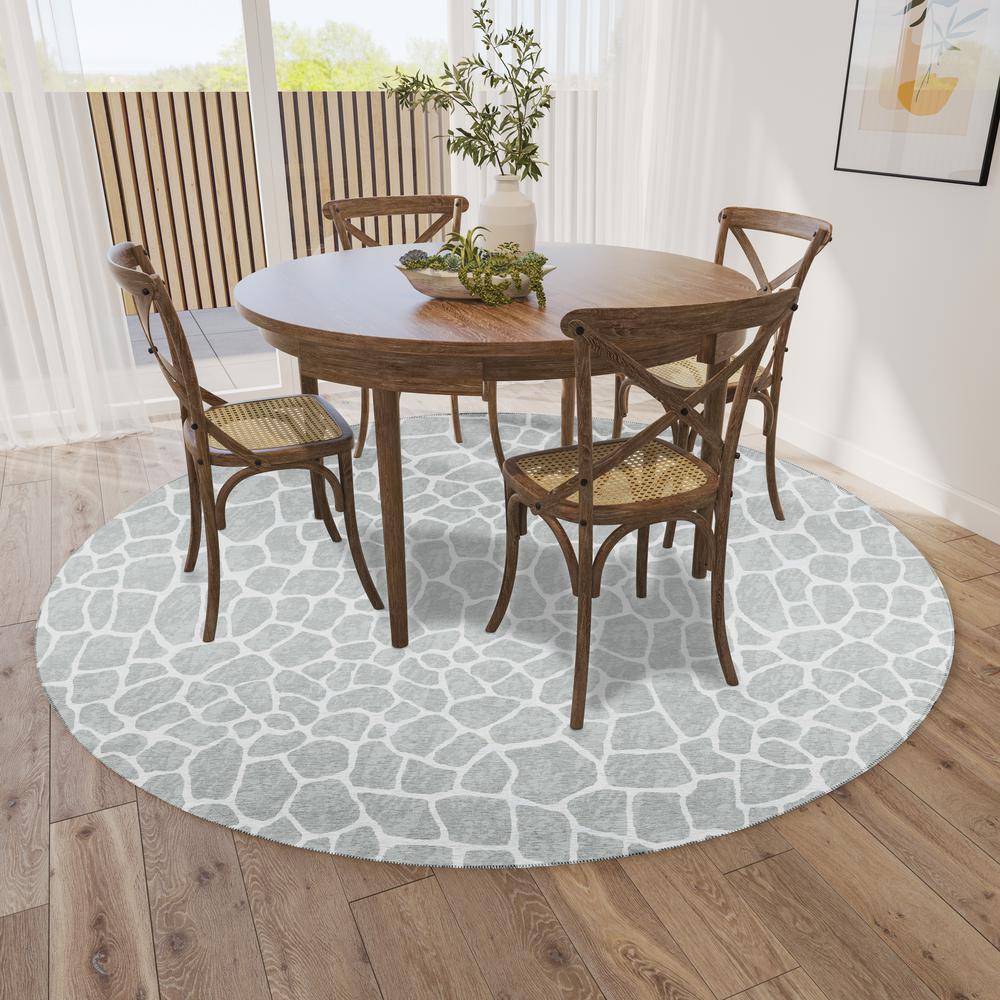 Safari Grey Animal Animal Print 8' x 8' Area Rug Grey ASF34. Picture 1