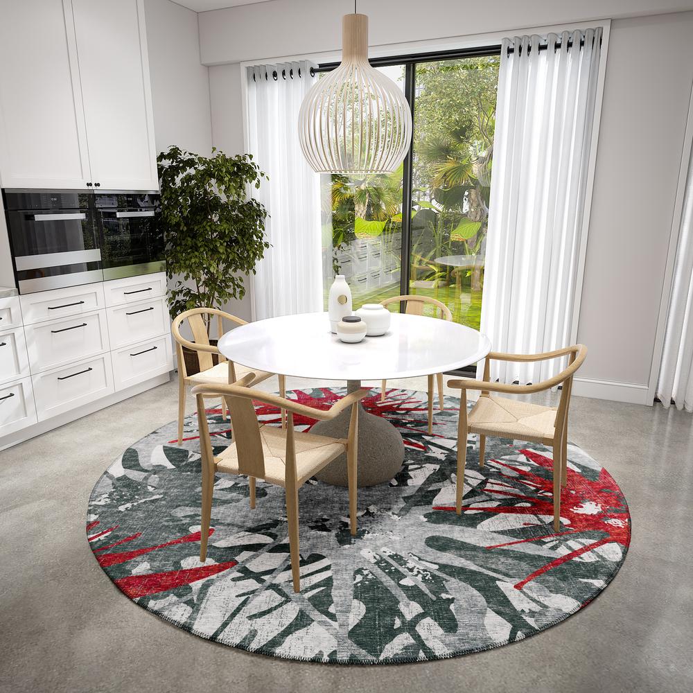 Bravado Red Contemporary Color Splash 8' x 8' Area Rug Red ABV36. Picture 1