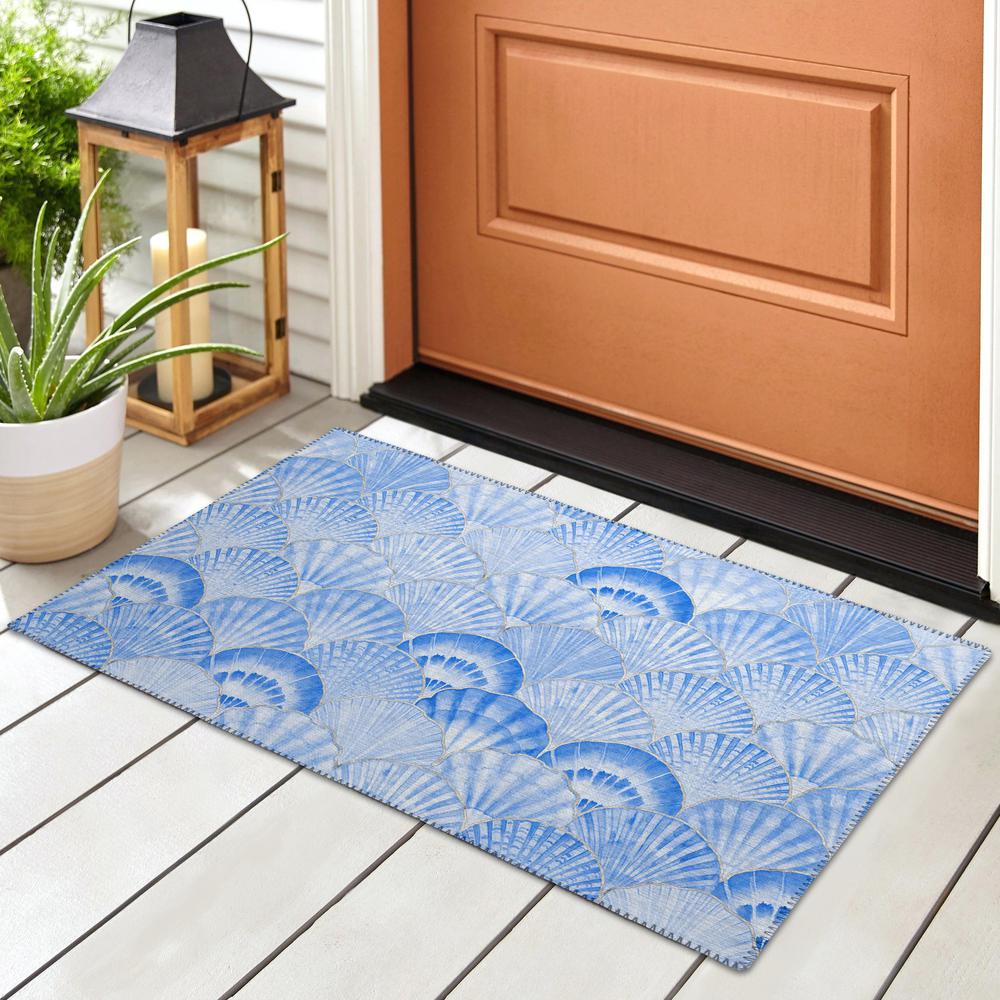Indoor/Outdoor Surfside ASR32 Blue Washable 1'8" x 2'6" Rug. Picture 2
