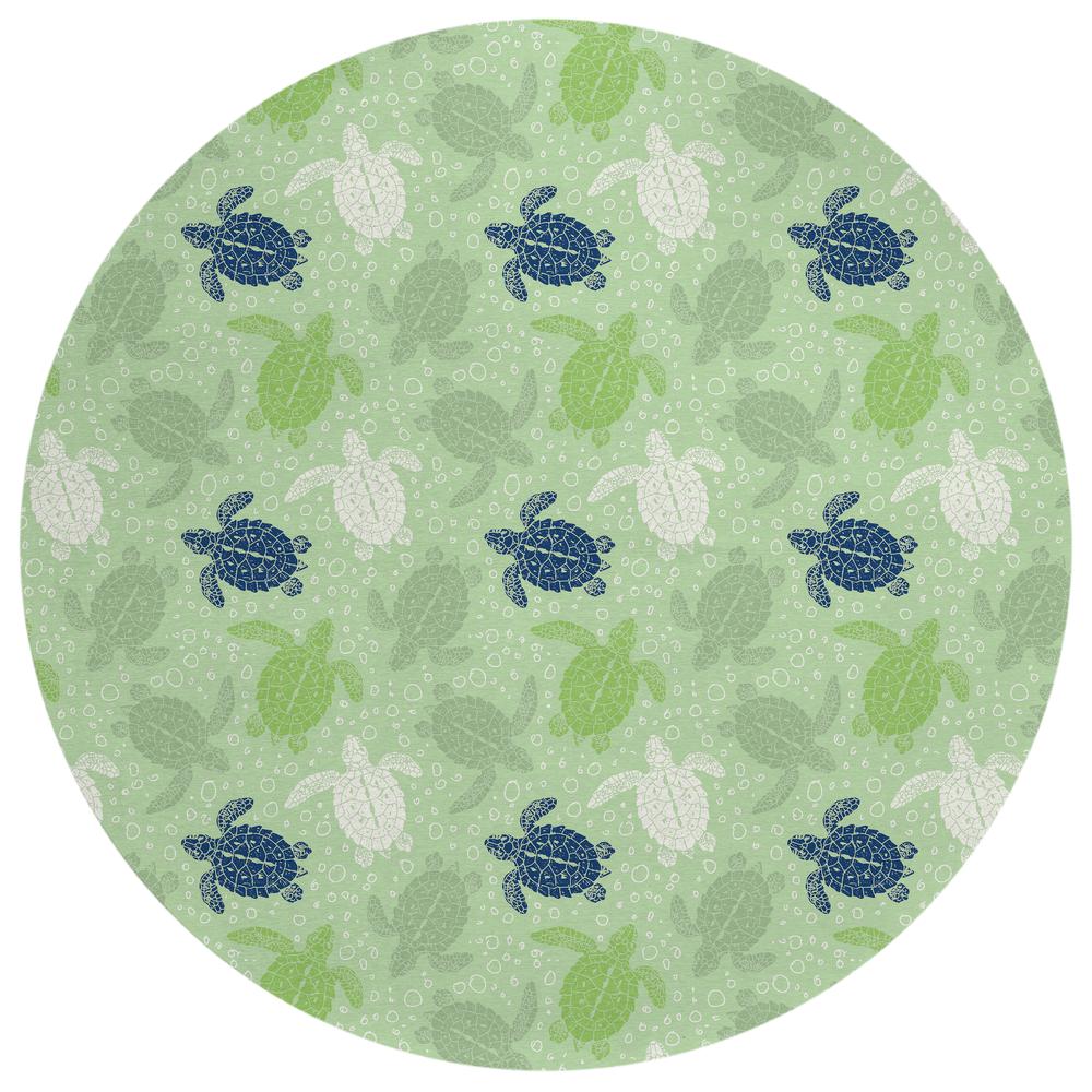 Indoor/Outdoor Surfside ASR43 Green Washable 8' x 8' Round Rug. Picture 1